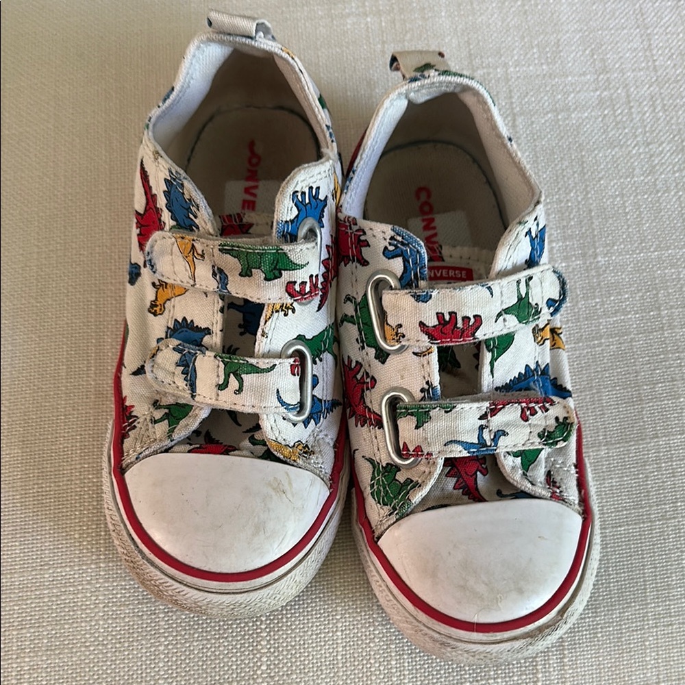 Converse Kids Dinosaur Print Shoes - White and Multicolor